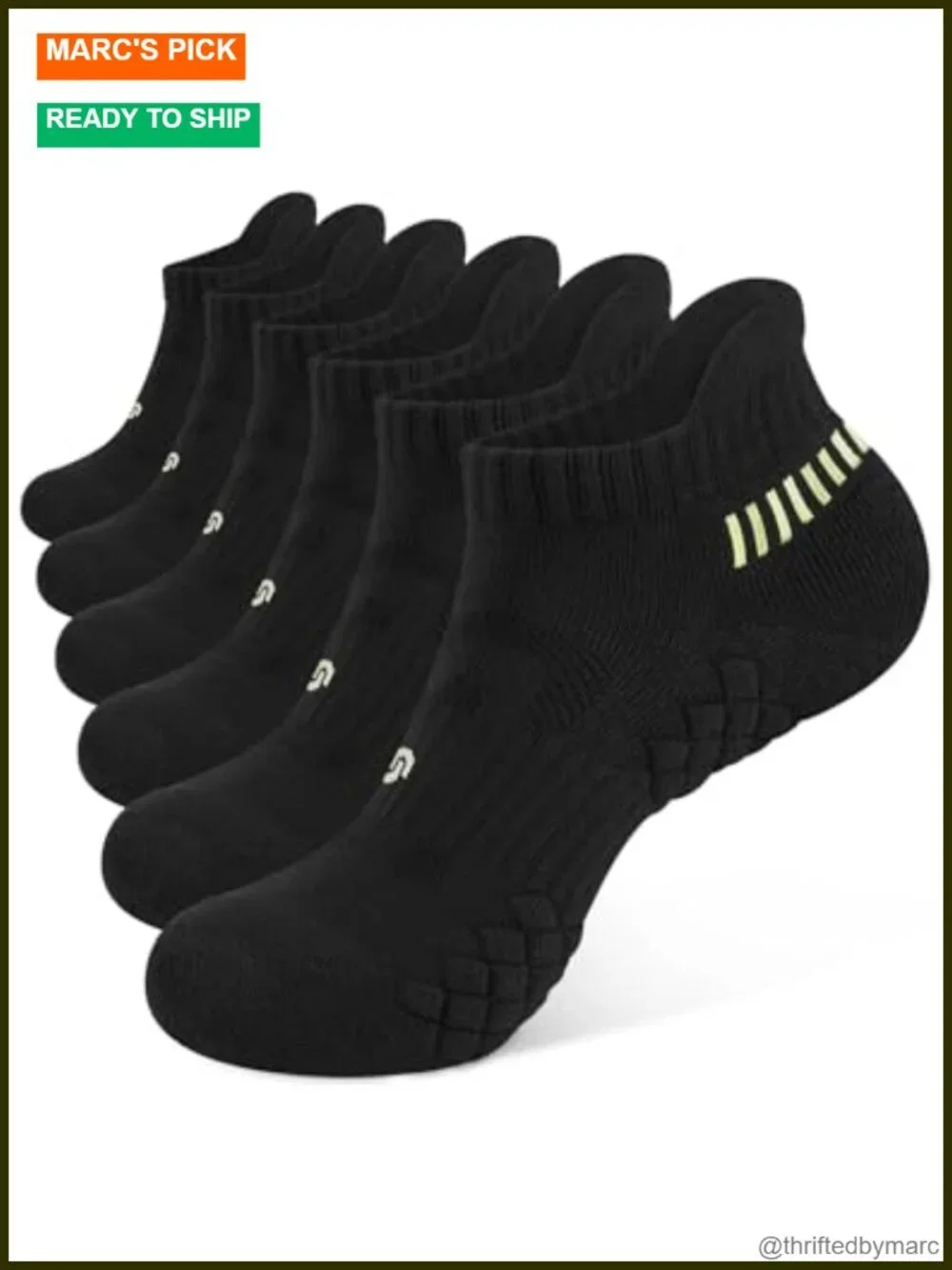 Cushioned Running Socks Ankle Length Breathable Cotton 6 Pairs